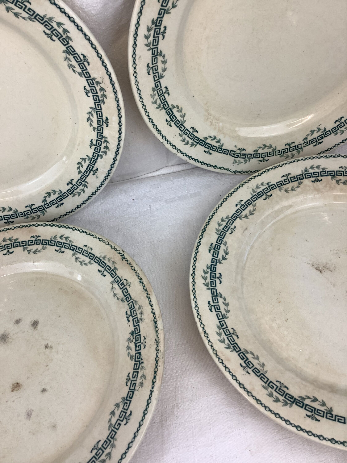 6 old flat iron earth plates