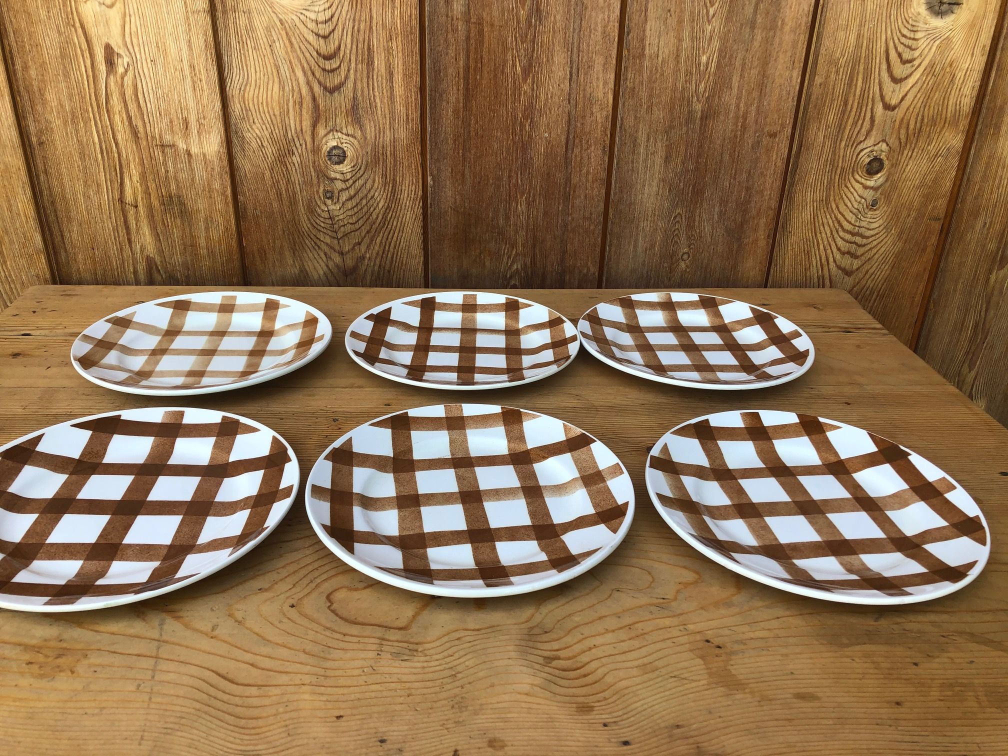 Set of 6 plates to desert Moulin des loups model tablecloth 50s/60s.