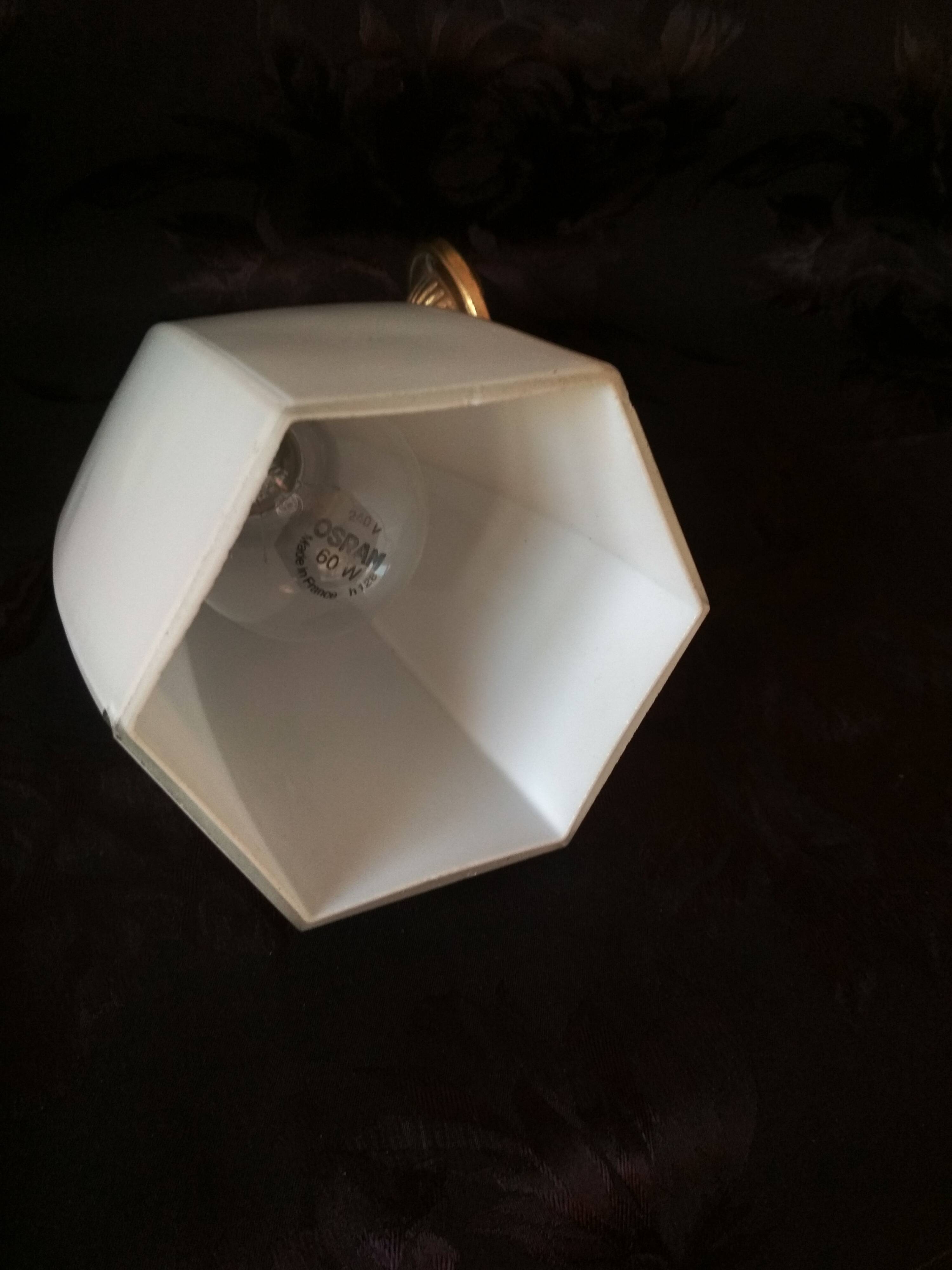 Golden brass wall light with glass tulip - dolphin pattern bathroom lamp