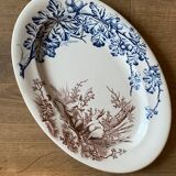 Plat ovale en terre de fer modèle Chasse