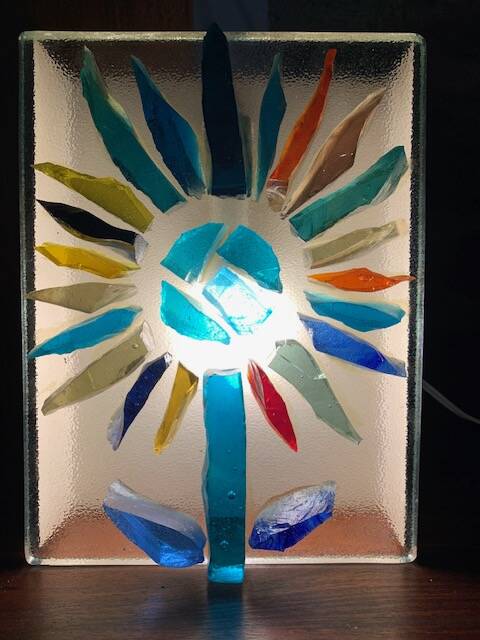 70s glass paste wall lamp