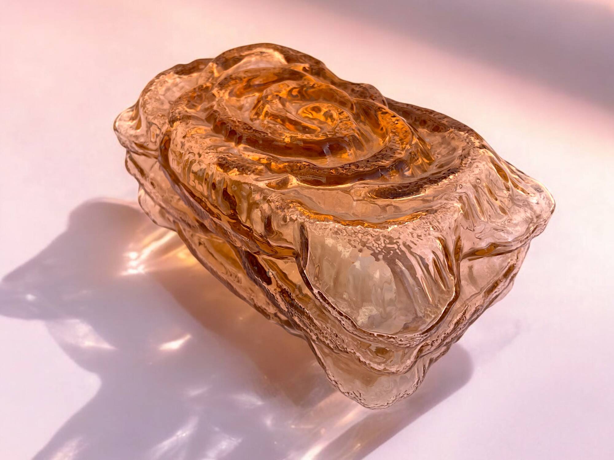 Amber glass rectangular flush mount ceiling or wall light