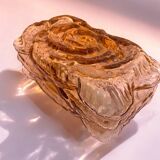 Amber glass rectangular flush mount ceiling or wall light