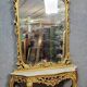Large Venetian console + Louis XV baroque style mirror in gilded wood