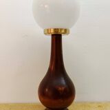 Art Deco lamp in wood and opaline glass