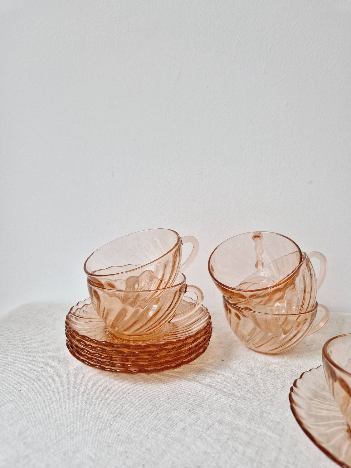 Set of 6 "Rosaline" coffee cups '70s - Arcoroc France vintage