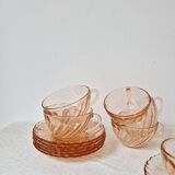 Set of 6 "Rosaline" coffee cups '70s - Arcoroc France vintage