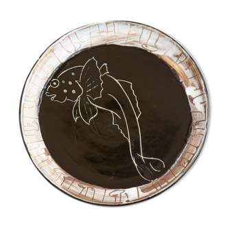 Assiette Cérenne Vallauris décor de poisson