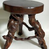 Tripod stool Art-popular vines, solid wood top