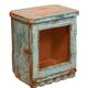 Vitrine murale en teck birman patine bleue d'origine