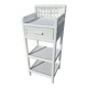 Vintage White Woven Rattan Bedside Table