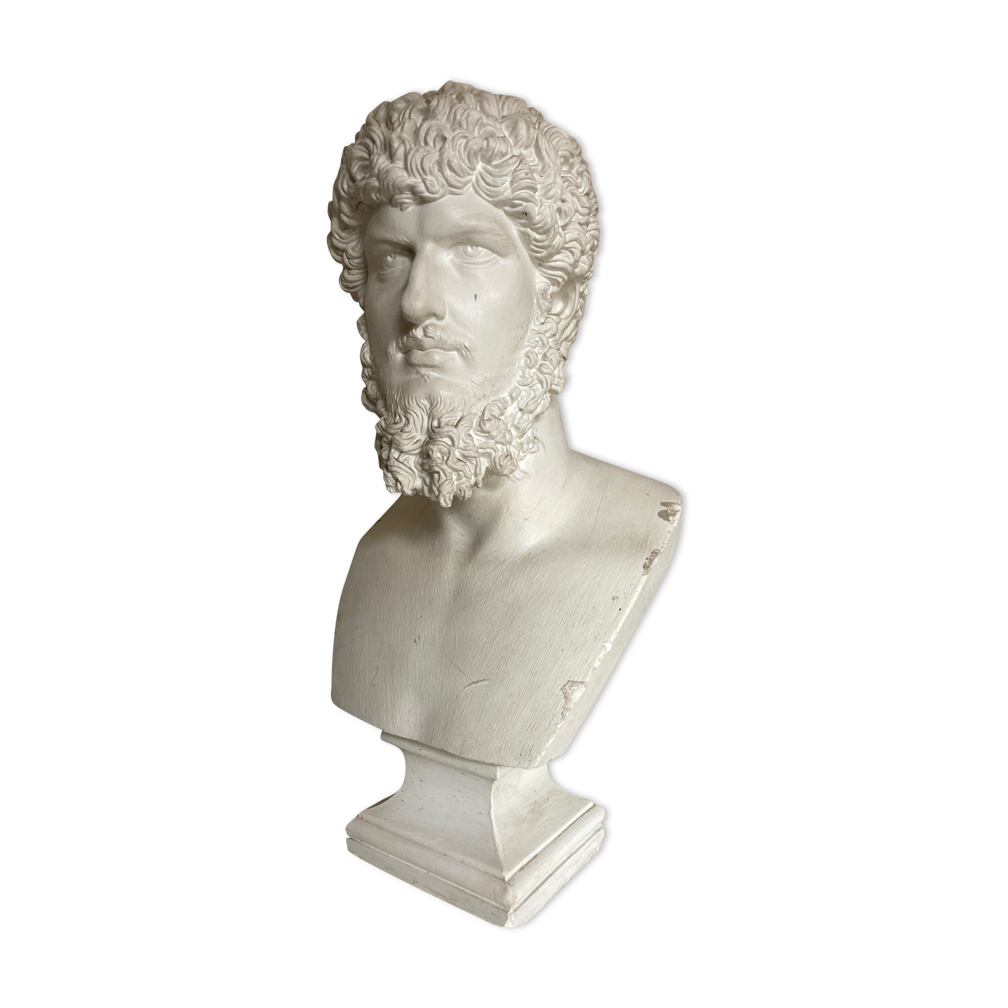 Greco-Roman bust in full plaster of Emperor Lucius Verus Borghese collection