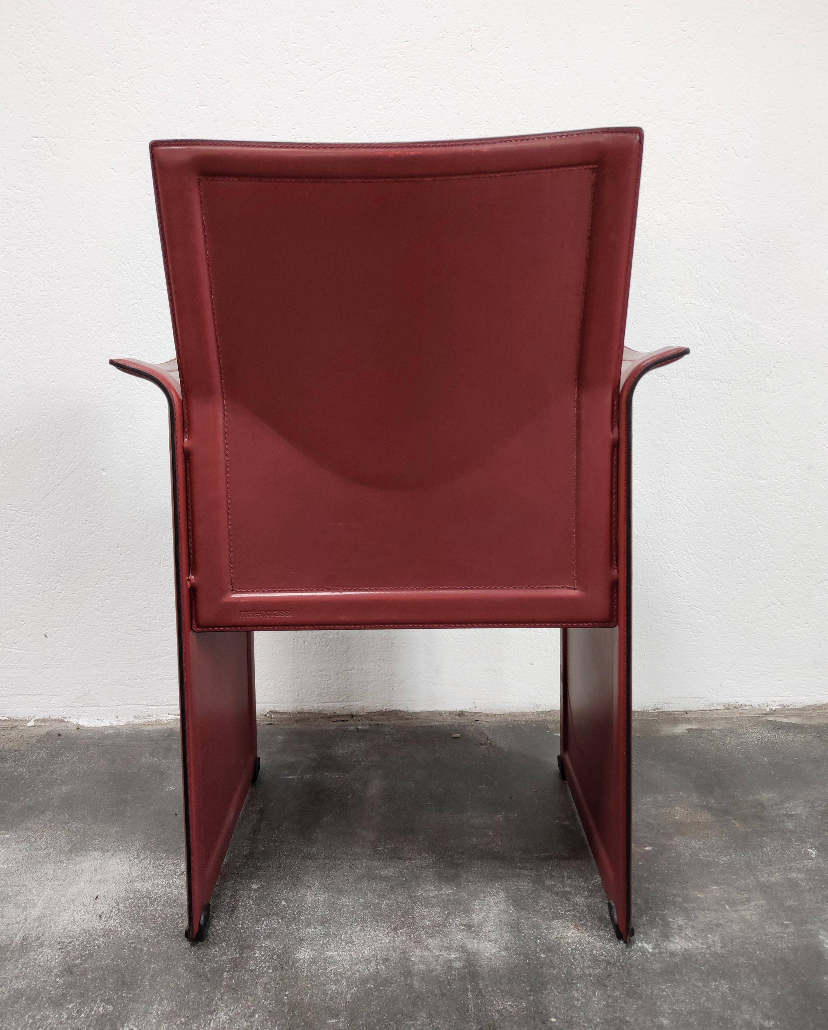 Chaises en cuir par Tito Agnoli pour Matteo Grassi, Modèle Korium, 1979