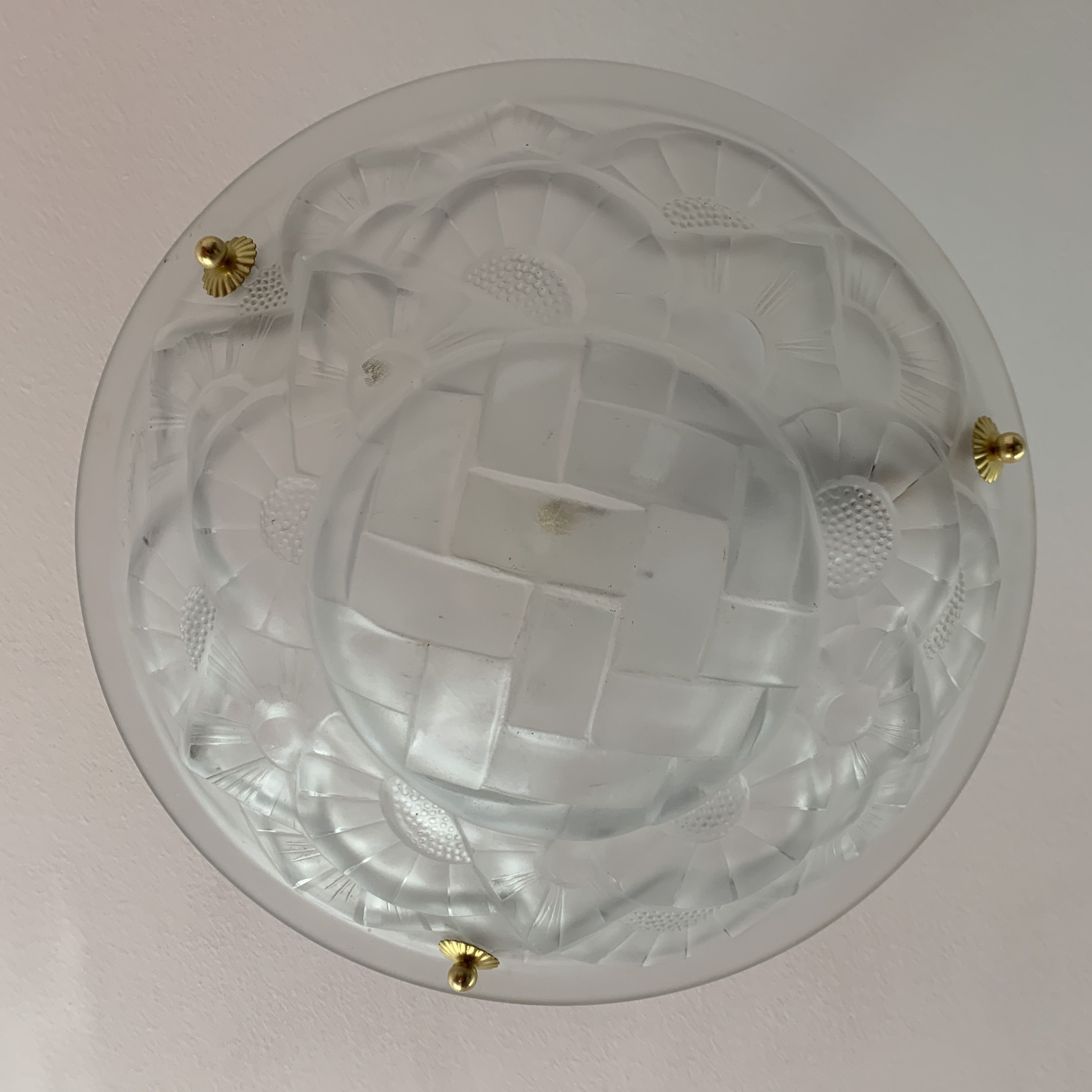 Art Deco vasque in transparent pressed glass DEGUE Paris France 1930
