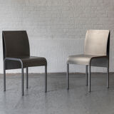 Set of 6 dining chairs in bent aluminum, 1980’s