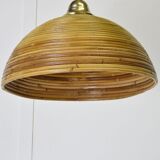 Vintage pendant lamp in bamboo and wicker, 1960s.