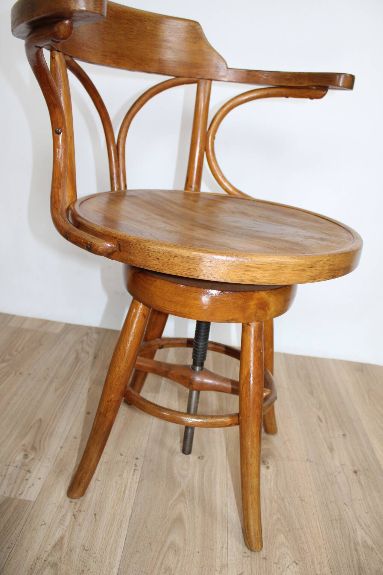 Gemla wooden swivel chair 1950 sweden