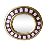 Mirror Francis Lembo, pink and gold in the 50-60 years 27x24cm