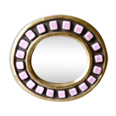 Mirror Francis Lembo, pink and gold in the 50-60 years 27x24cm