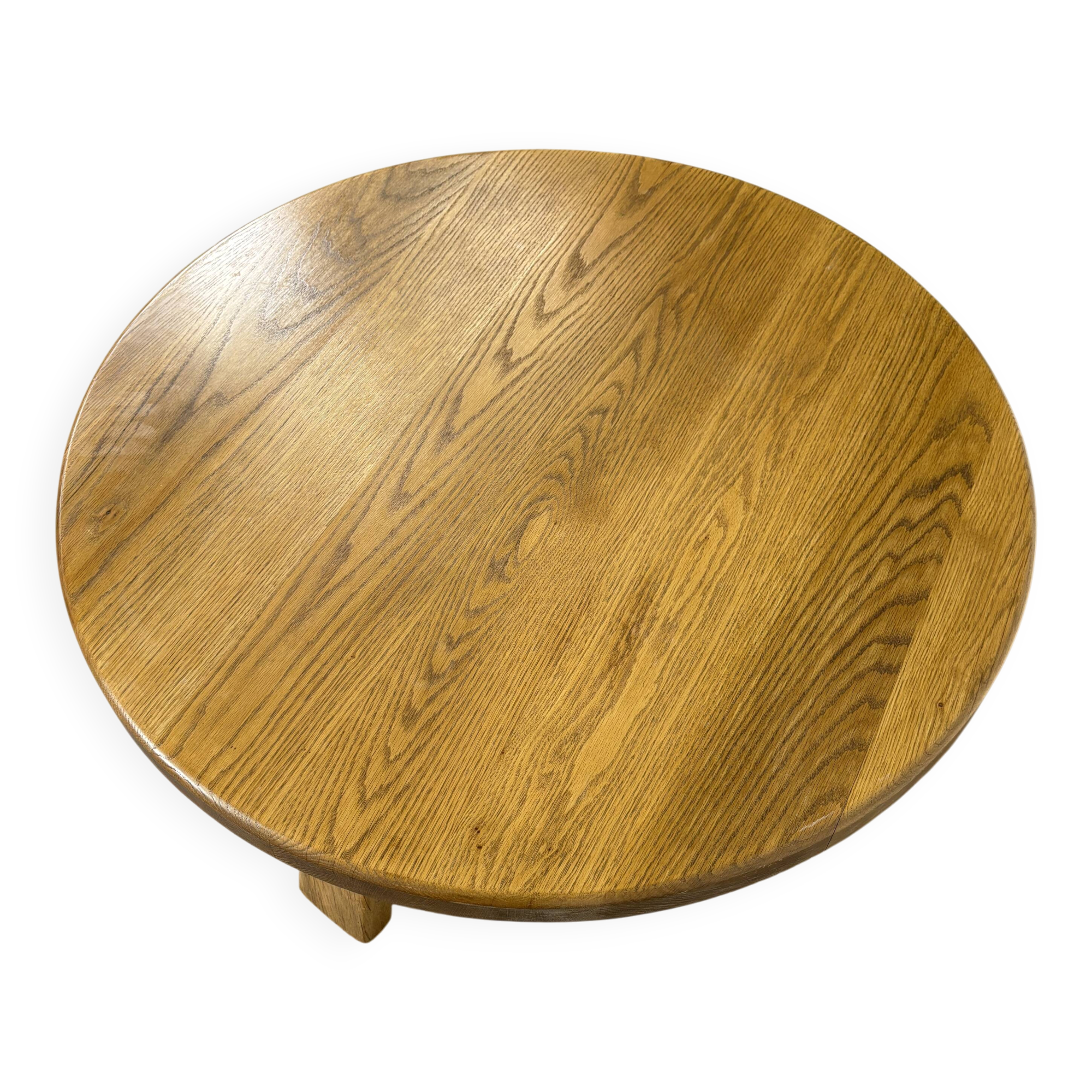 Round Oak Brutalist Round Coffee Table