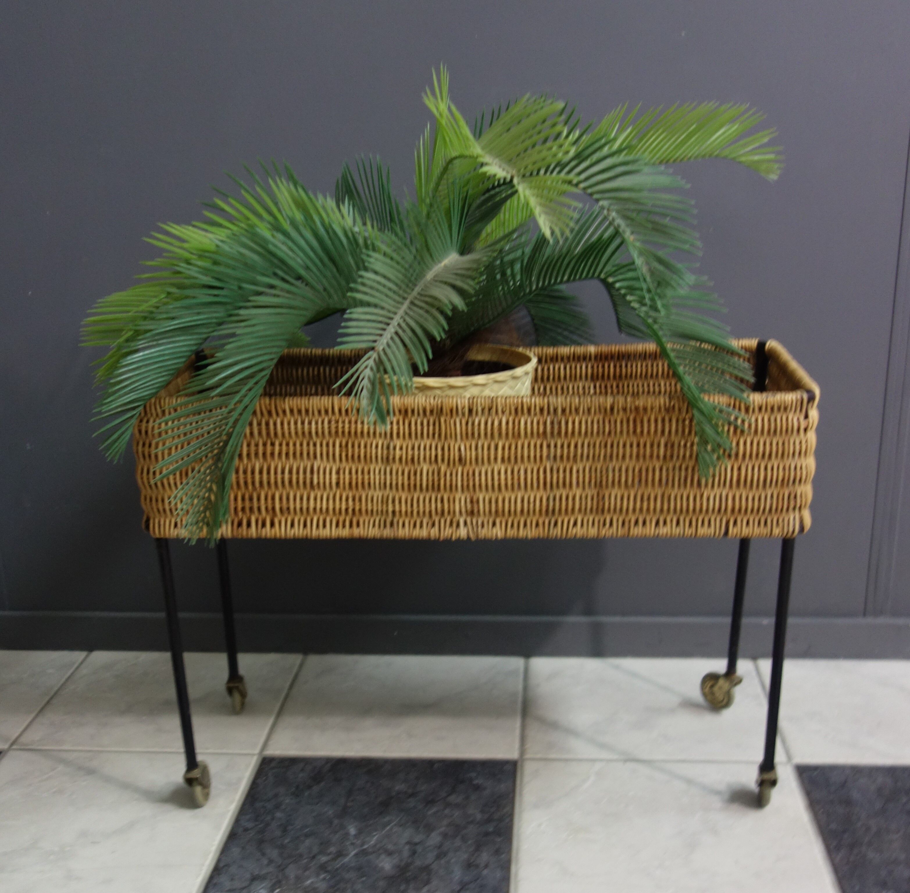 Wicker plant / flower stand 1960s