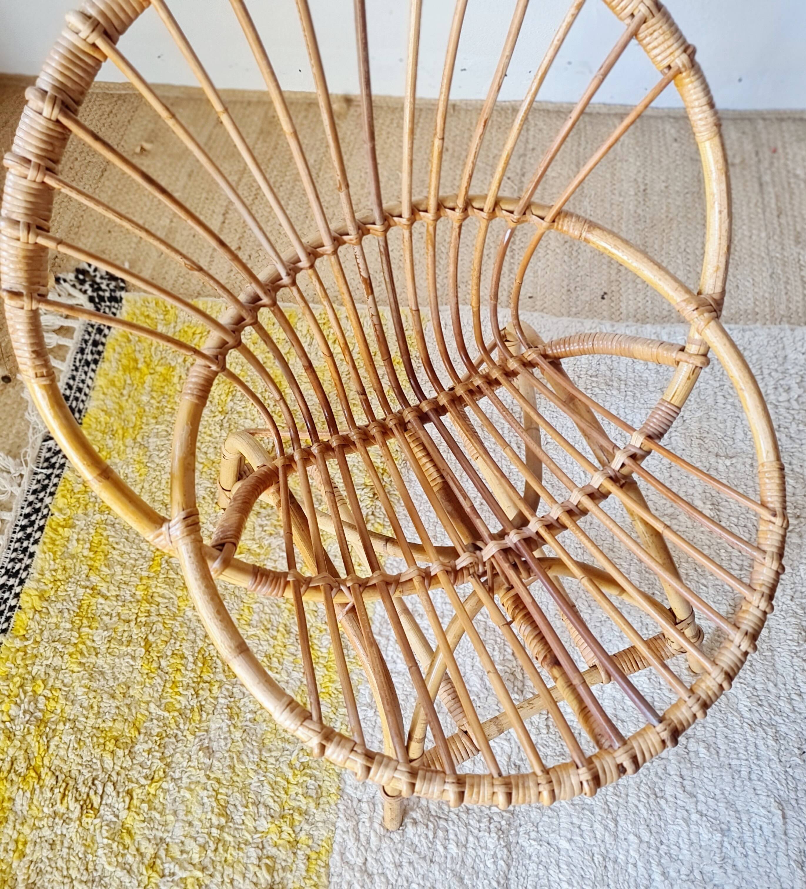 Vintage Shell Chair in Rattan and Bamboo – 1960s