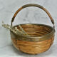 Vintage rattan and brass basket