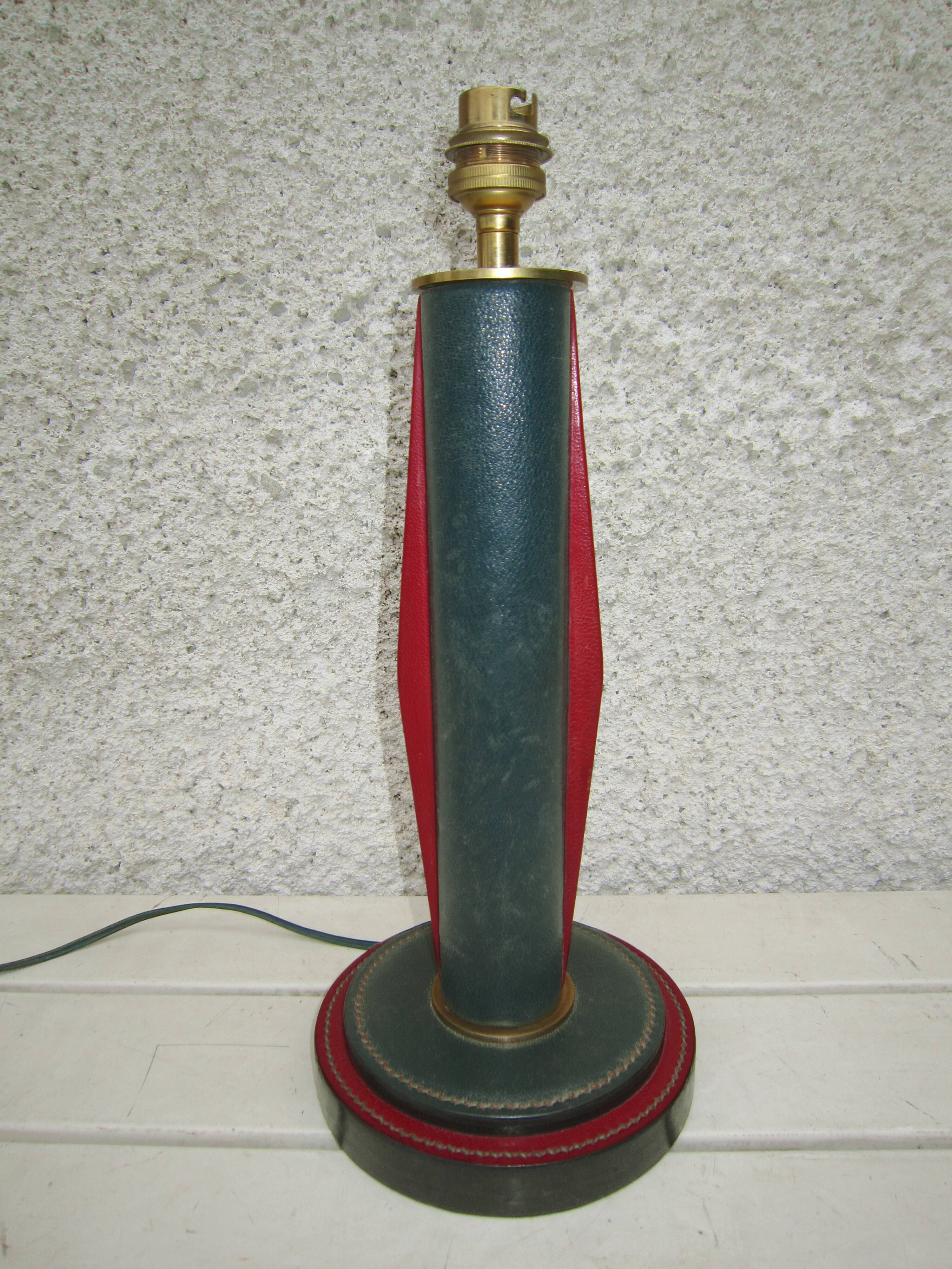 Leather lamp pique saddle brass 1950