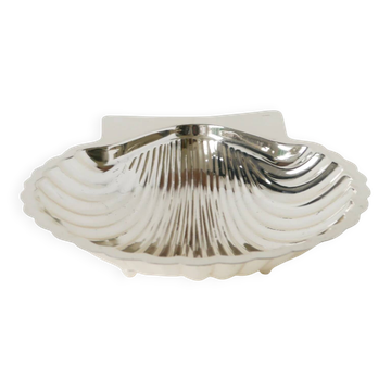 Grande coupe coquillage en métal argenté, 1950