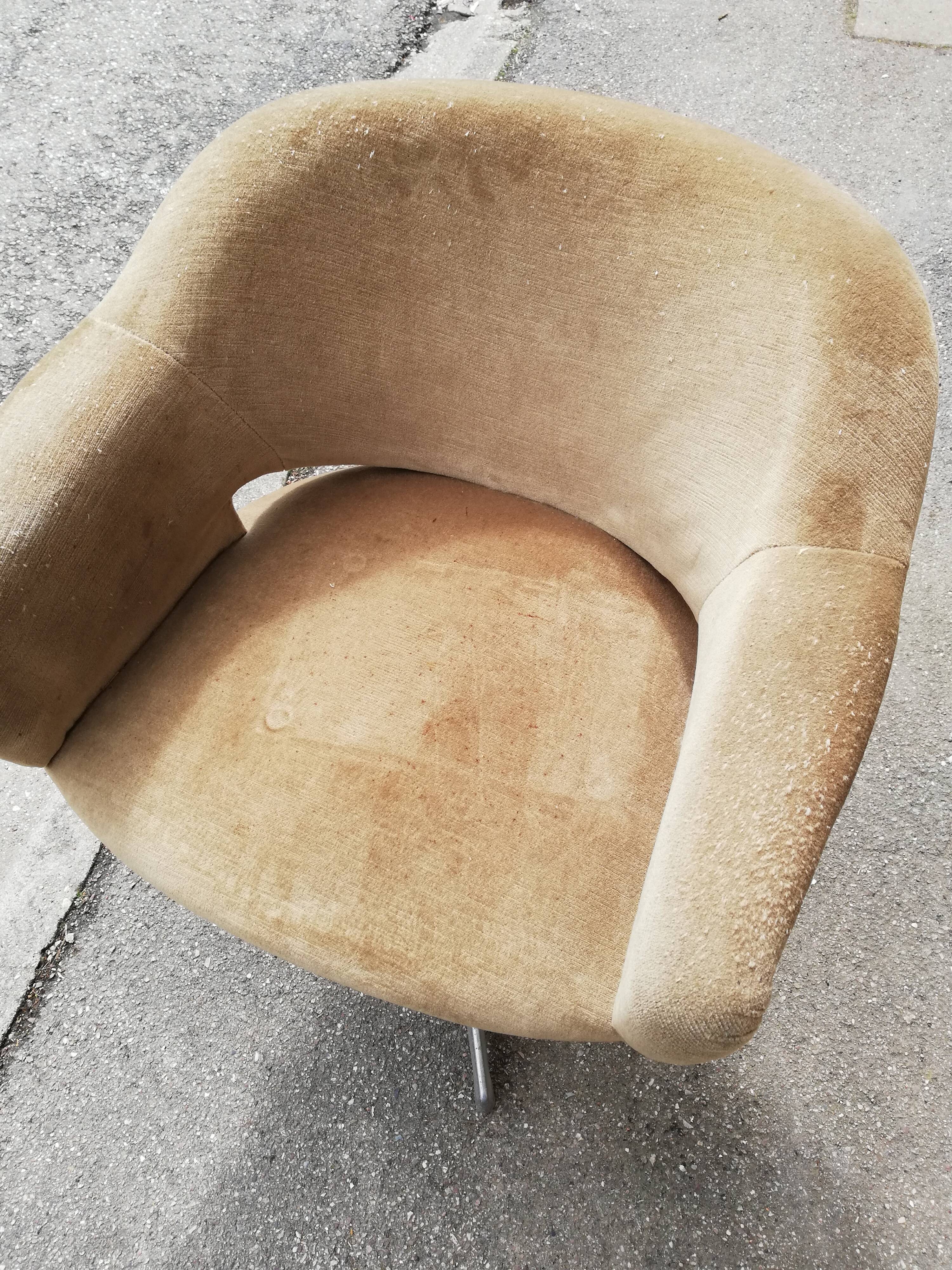 Fauteuil de bureau vintage velours moutarde