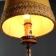 Lampe ancienne en bois sculpté doré et tissu, XXe siècle