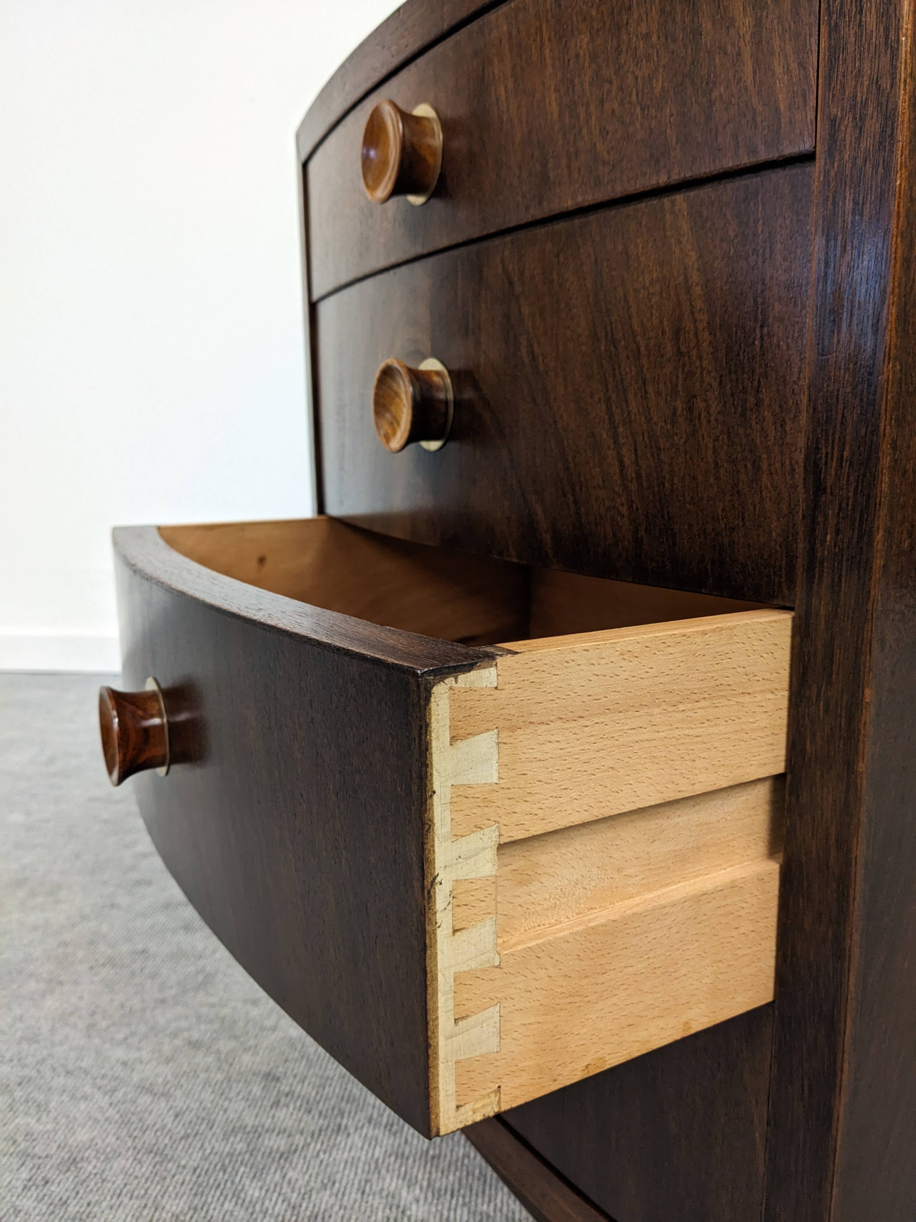 Pair of Art Deco rosewood bedside tables circa 1930