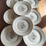 8 assiettes plates en faïence fine L'Amandinoise