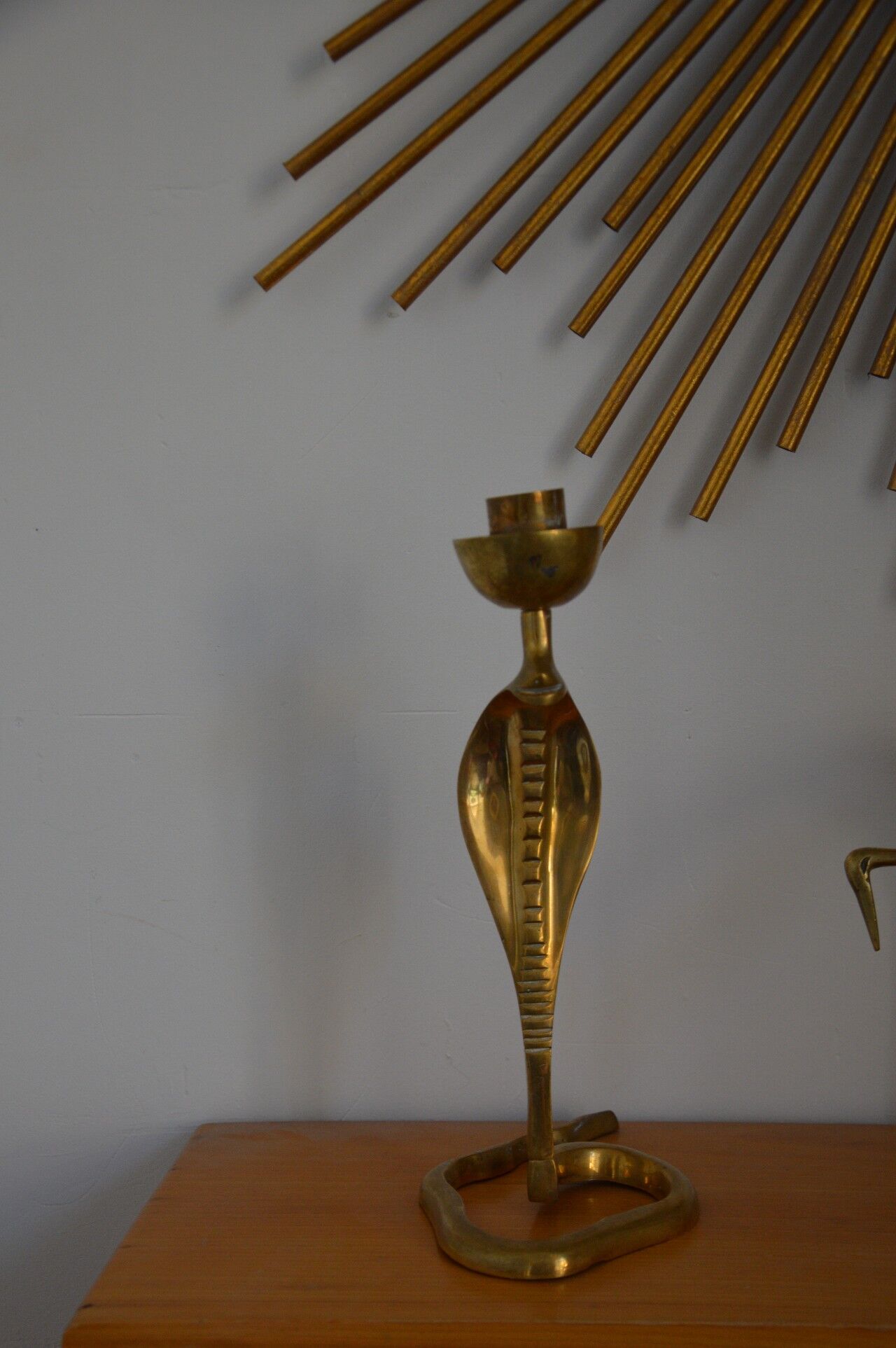Cobra brass candlestick