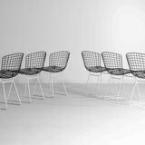 Ensemble de 7 chaises Bertoia noires et blanches pour Knoll International, années 1970