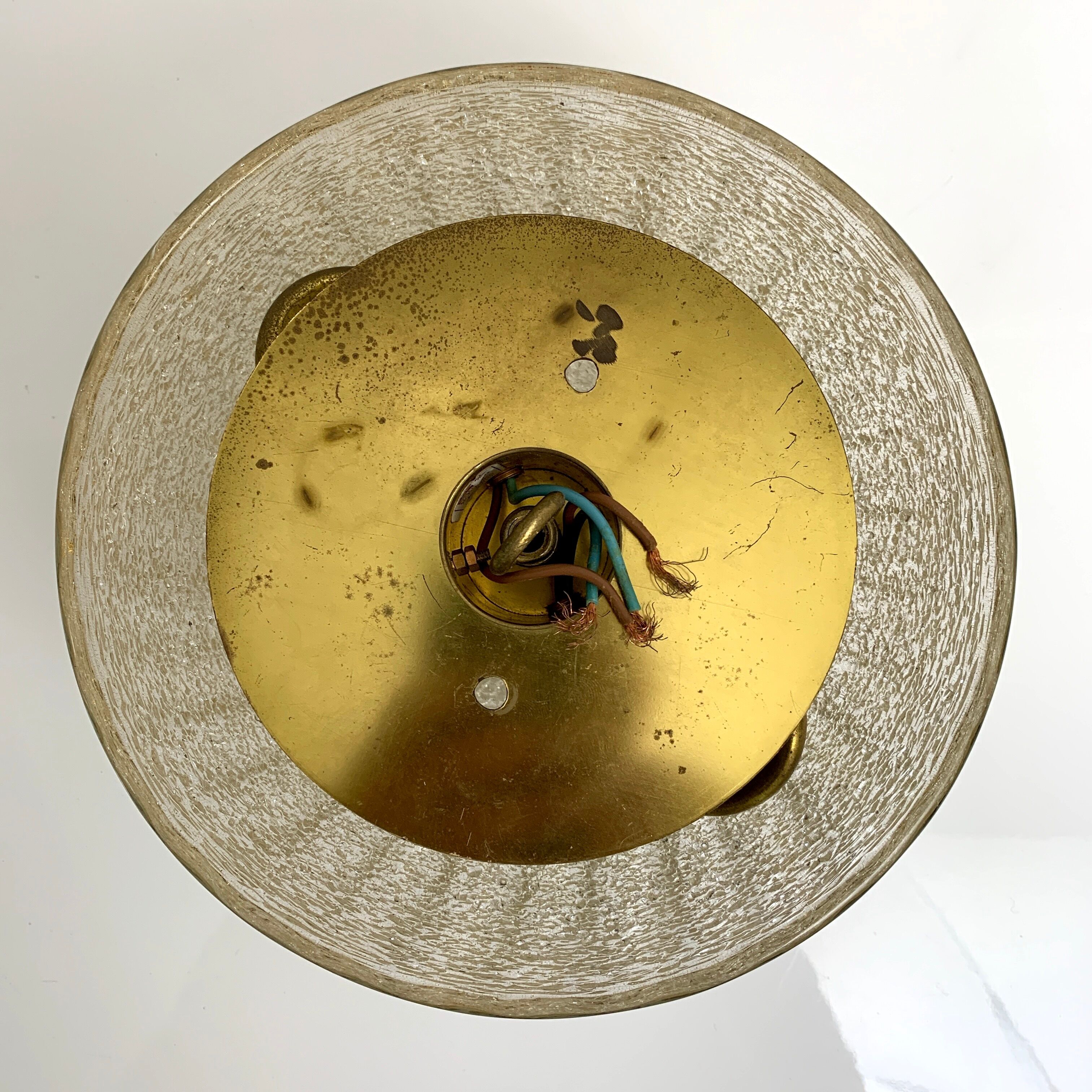 Old ceiling lamp murano glass with inclusion gold gilded barovier toso
