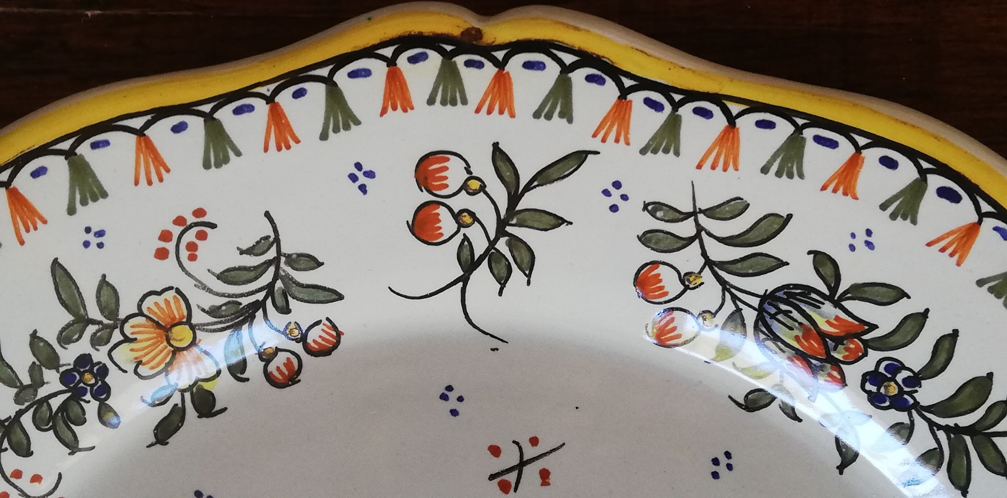Collection plate Vieux Rouen signed handmade