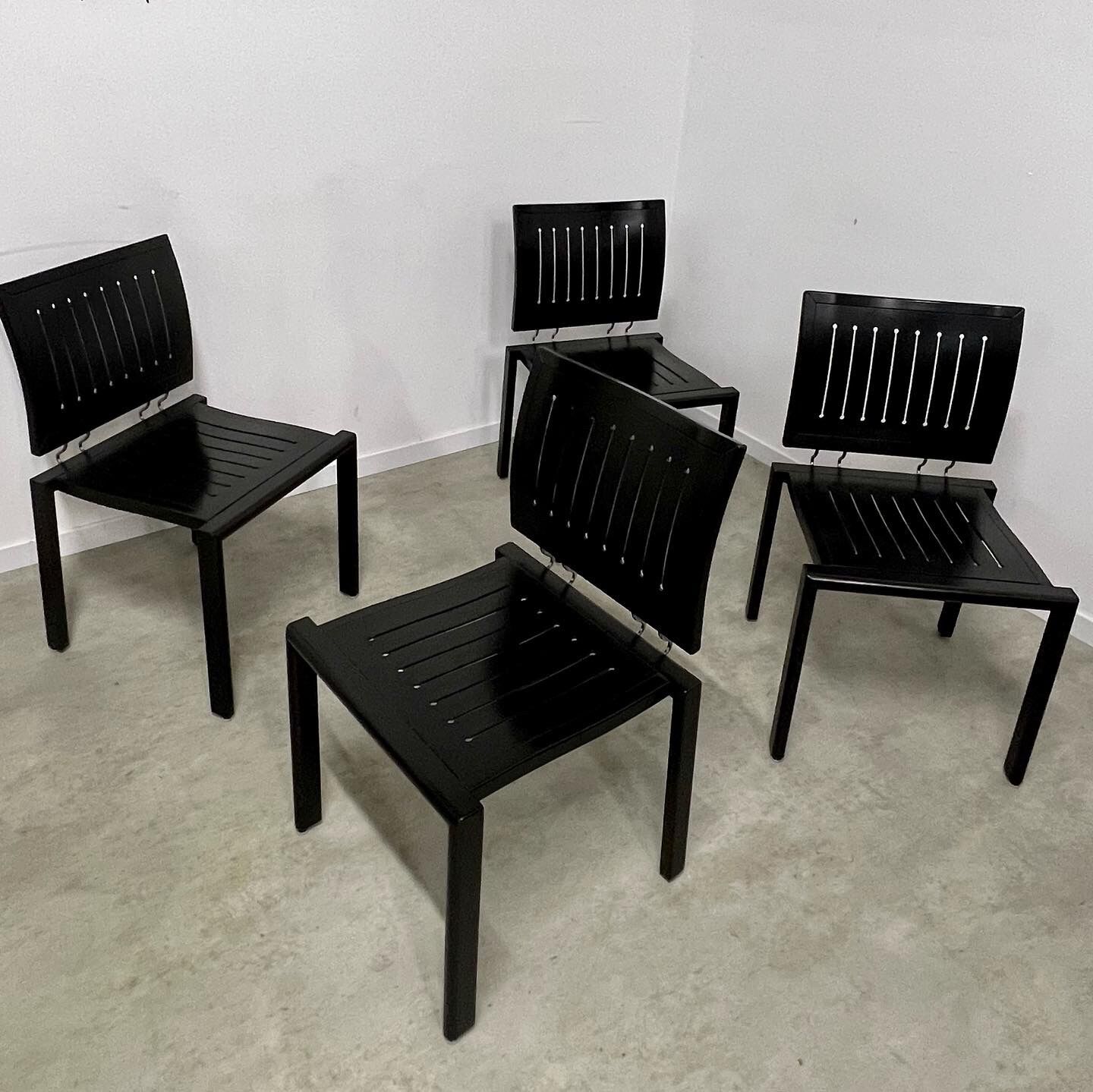 Lot 4 old vintage design chairs Dieticker Bruno Rey black wood year 70