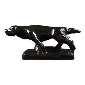 Chien en céramique noire - vallauris