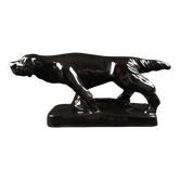 Black ceramic dog from Vallauris signed Faïences & Poteries de Provence