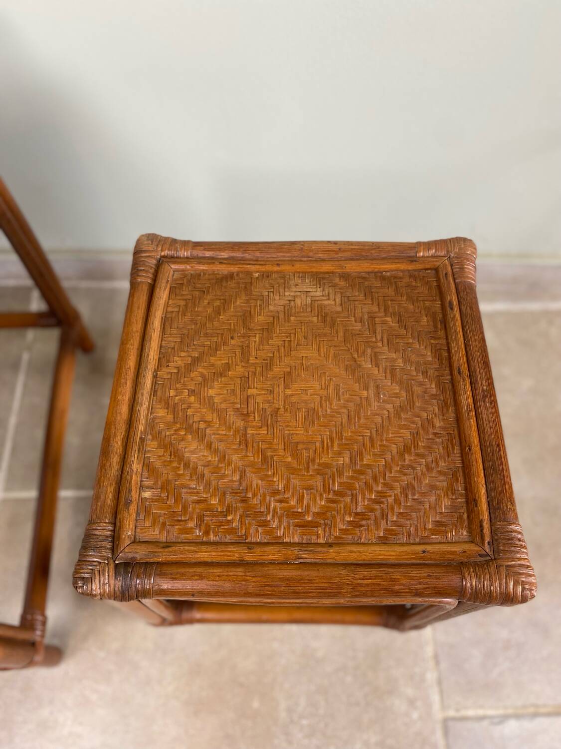 Nest of tables in rattan