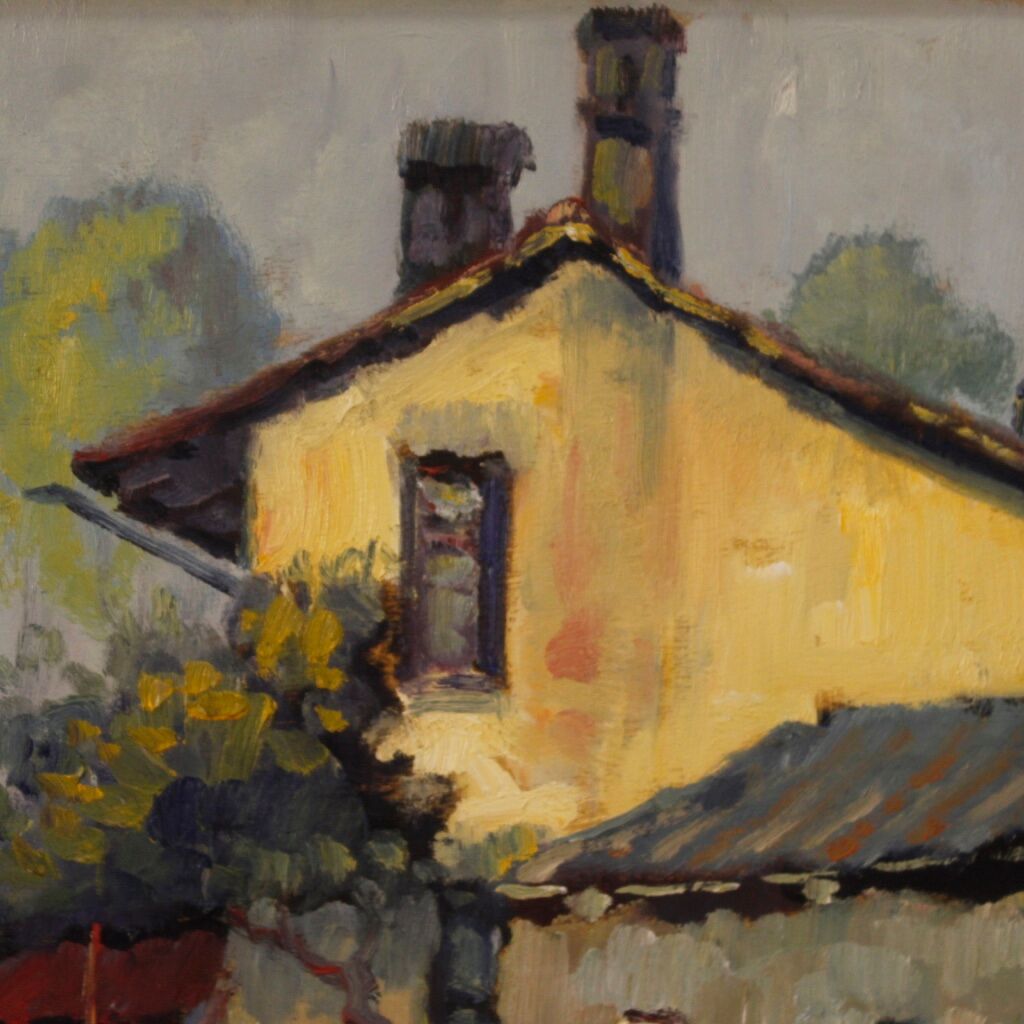 Italian popular scene signed painting oil on board