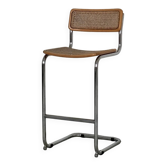 Marcel Breuer style tubular cane seat bar stool | Italy | 1970s