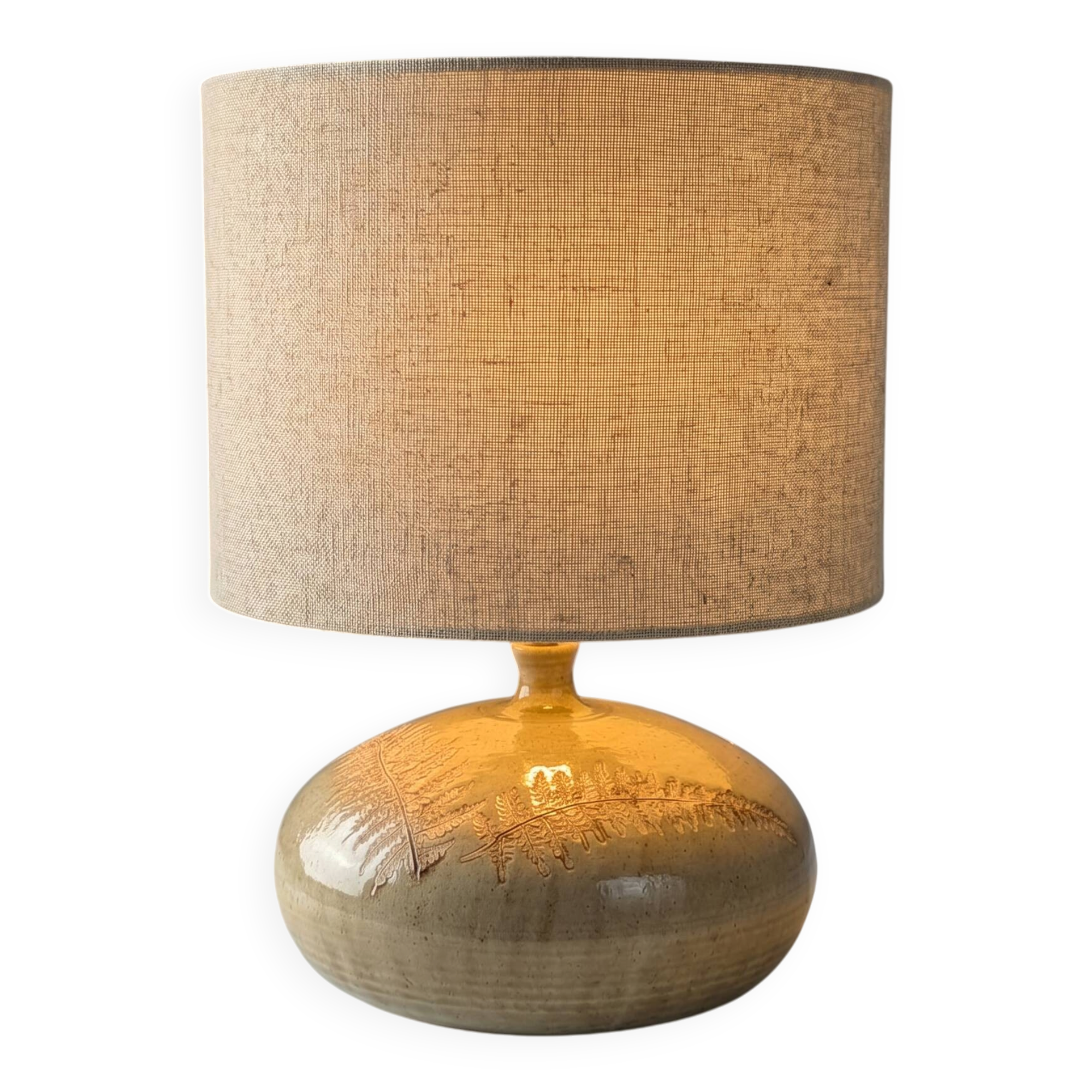 Ceramic table lamp in the style of Roger Capron with fern leaf Herbier motif, 1960s
