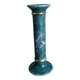 Bougeoir colonne en céramique effet marbre vert et or