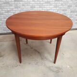Scandinavian table 1970 round teak plate 110cm with its 1.55cm butterfly dip