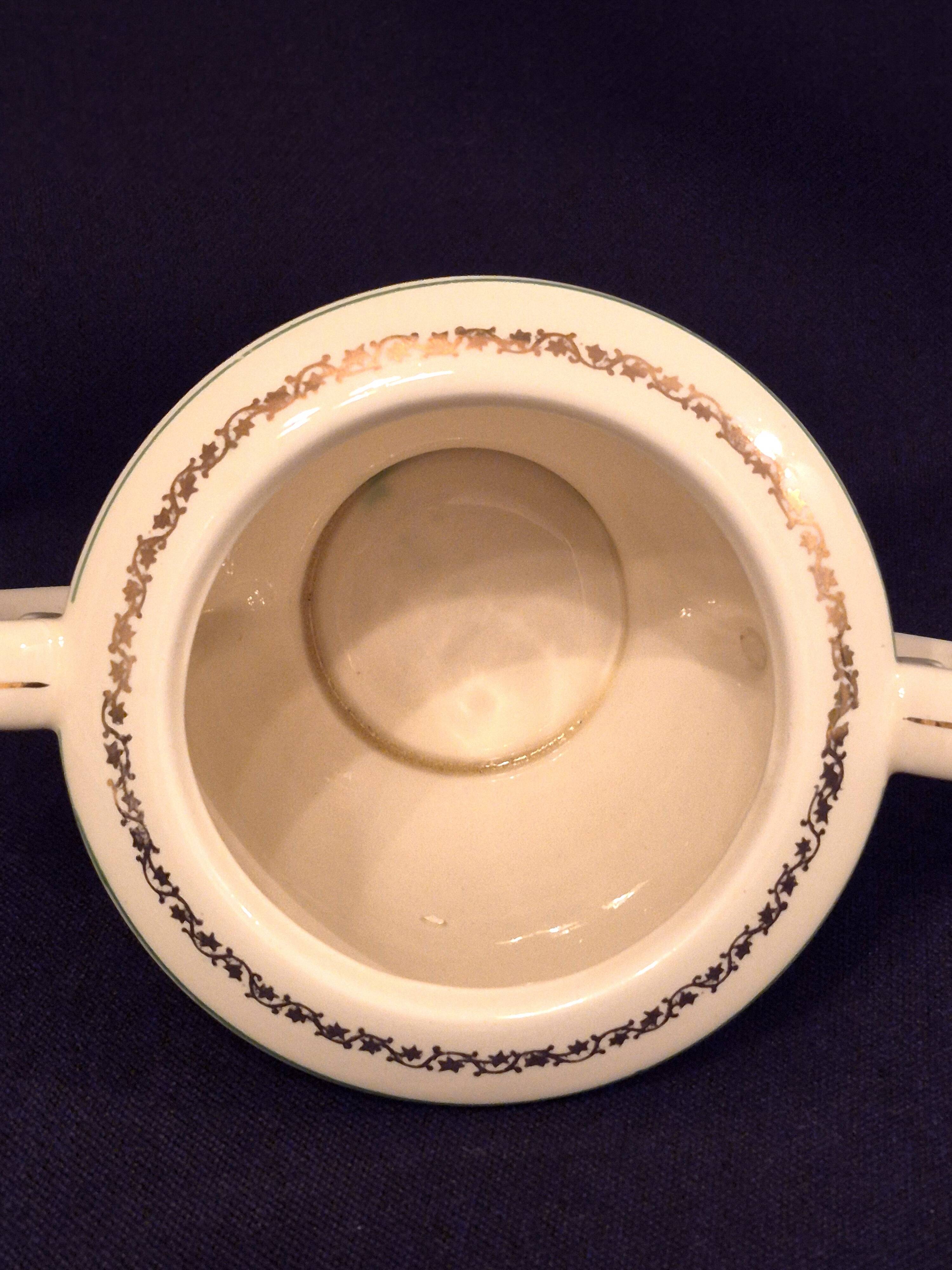 Antique sugar bowl, in Gien earthenware, Model Valence A040
