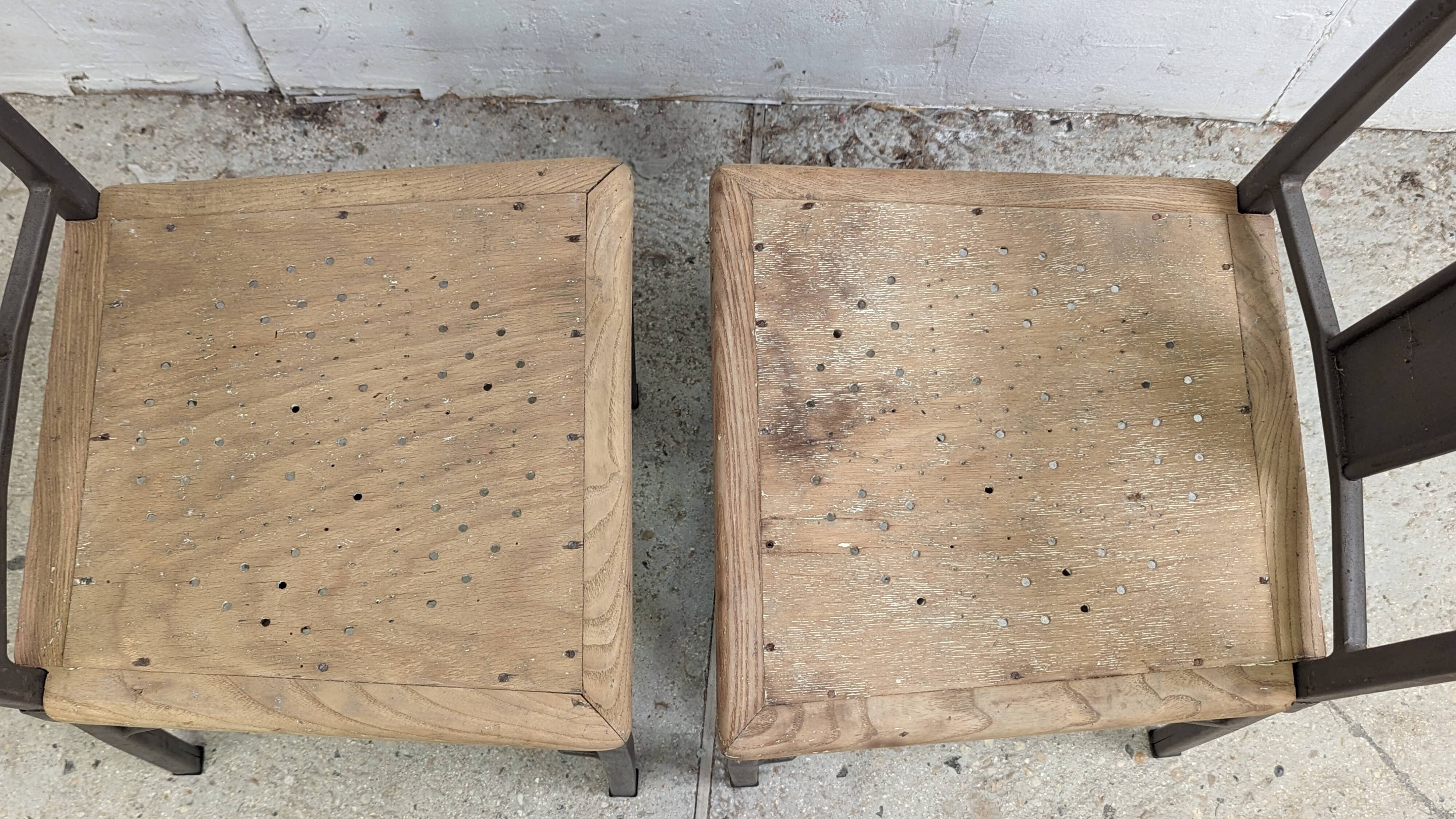 Pair of industrial workshop chairs, vintage design, 50s and 60s