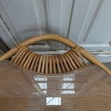 Table basse rotin et verre