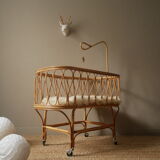 Vintage rattan crib Scandinavian decoration